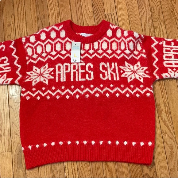 Primark Red Apres Ski Sweater - Oversized- Women’s size L - NWT - Picture 2 of 13